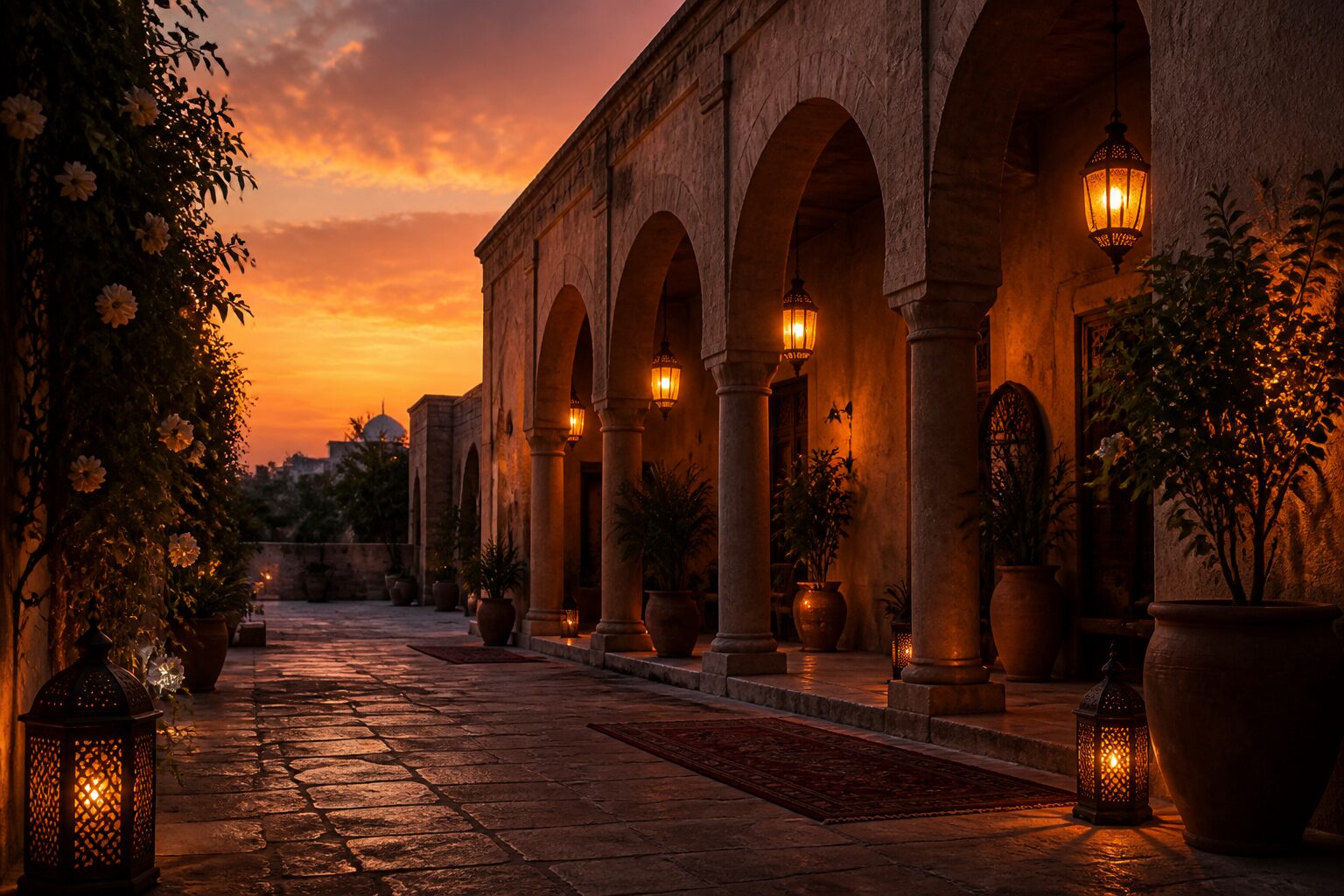 Warm evening architecture
